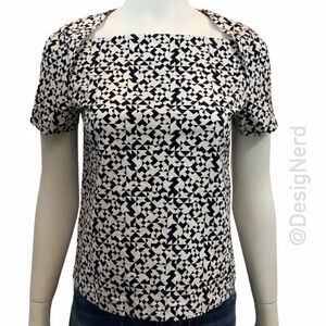 KATE SPADE FOLD OVER TOP IN TINY QUILT PRINT BLACK & WHITE XS COTTON POPLIN